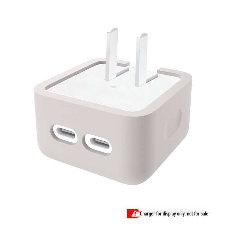 Foldable 40W PD Dual USB-C Power Adapter with Silicone for Apple Devices