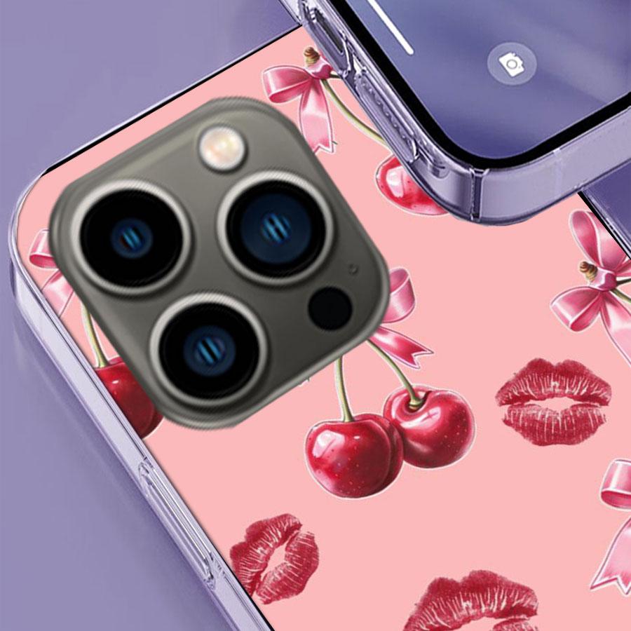 Cherry Bow Phone Case For Iphone 17 Air 15 Pro 14 Plus 16 Pro Max 17E 16E 12 13 Mini 11 Cover Cute Fundas