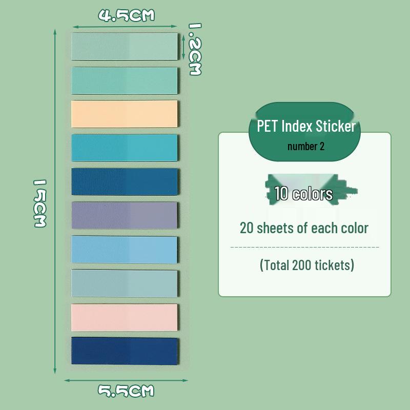 PET Morandi Translucent Sticky Notes - Cute Question Marking & Classification Memo Stickers.