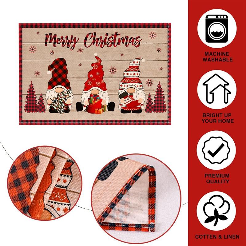 Linen Christmas Gnome Placemats Faceless Doll Kitchen Table Decor Christmas Decorations for Home 2026 Navidad New Year Table Mat
