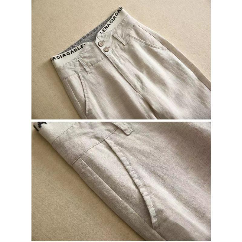 High-waisted Letter Elastic Waist Baggy Slimming Pants