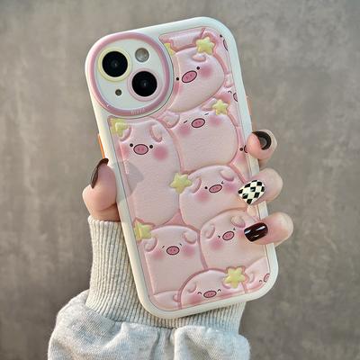 Cute Pink Pig Case For Iphone 14 Pro Max 13 11 12 14 Plus Fashion Pu Leather Protector Cover Cartoon Soft Silicone Funda