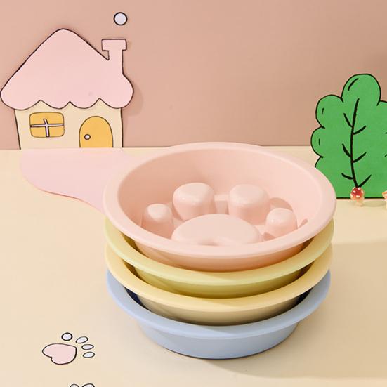 Dog Slow Feeder Bowl, Non-Slip Pet Feeding Bowl, Raised Paw Print Design, Anti-choke Pet Food Dish for Cats And Dogs