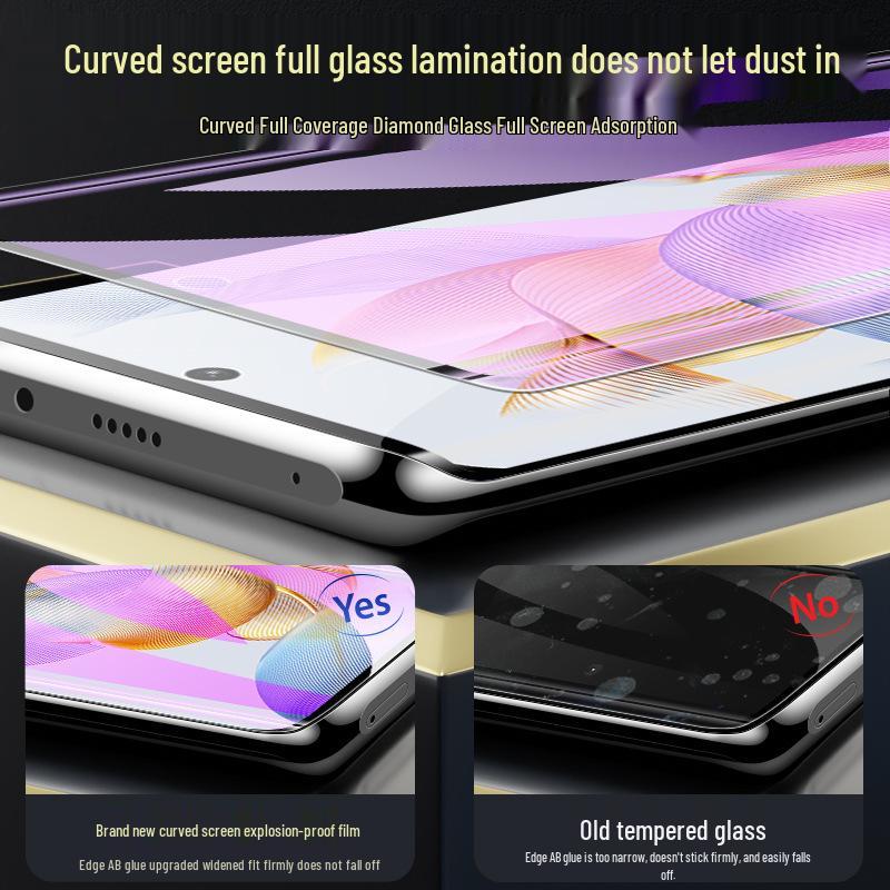 Honor 90 Pro Curved Tempered Glass Screen Protector - Full Coverage, Anti-Blue Light, Explosion-Proof.