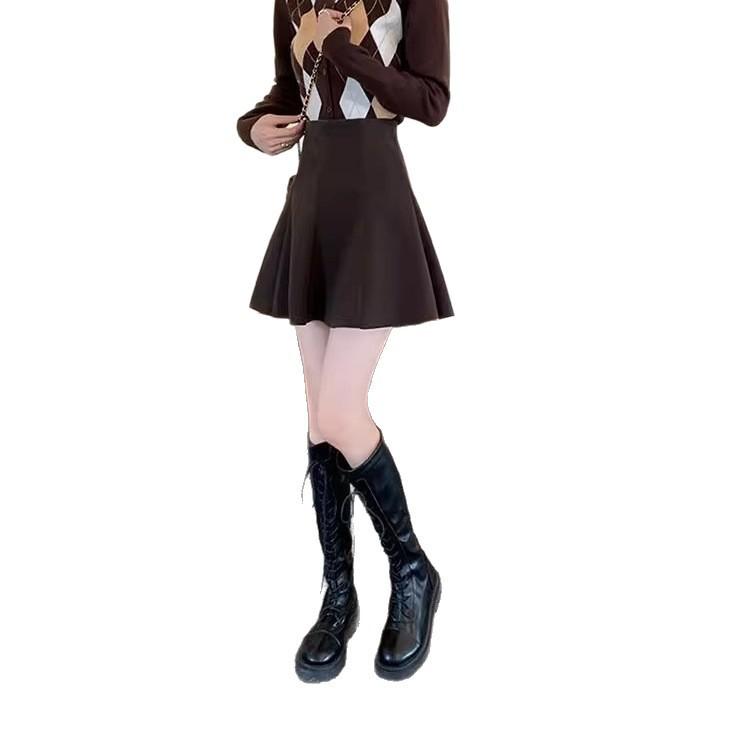 Women's Autumn College-Style Woolen Pleated A-Line Skirt (2025) - High-Waisted, Sweet & Spicy Short Skirt