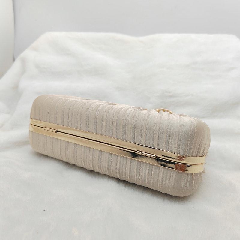 Apricot Pleated Evening Bag - 2025 Hot Style Cheongsam & Bridal Banquet Bag for Women