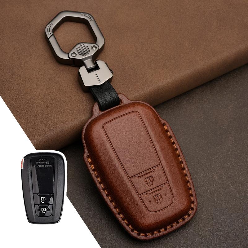 Leather Key Case Cover Shell For Toyota Camry Corolla FJ Land Cruiser RAV4 Prius Sienna Prado CHR Avalon GT86 Protector Keychain