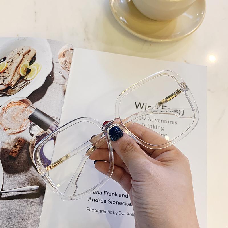 Women Transparent Oversized Square Glasses Frames Fashion Korea Plain Eyewear Zero Points Optical Spectacles