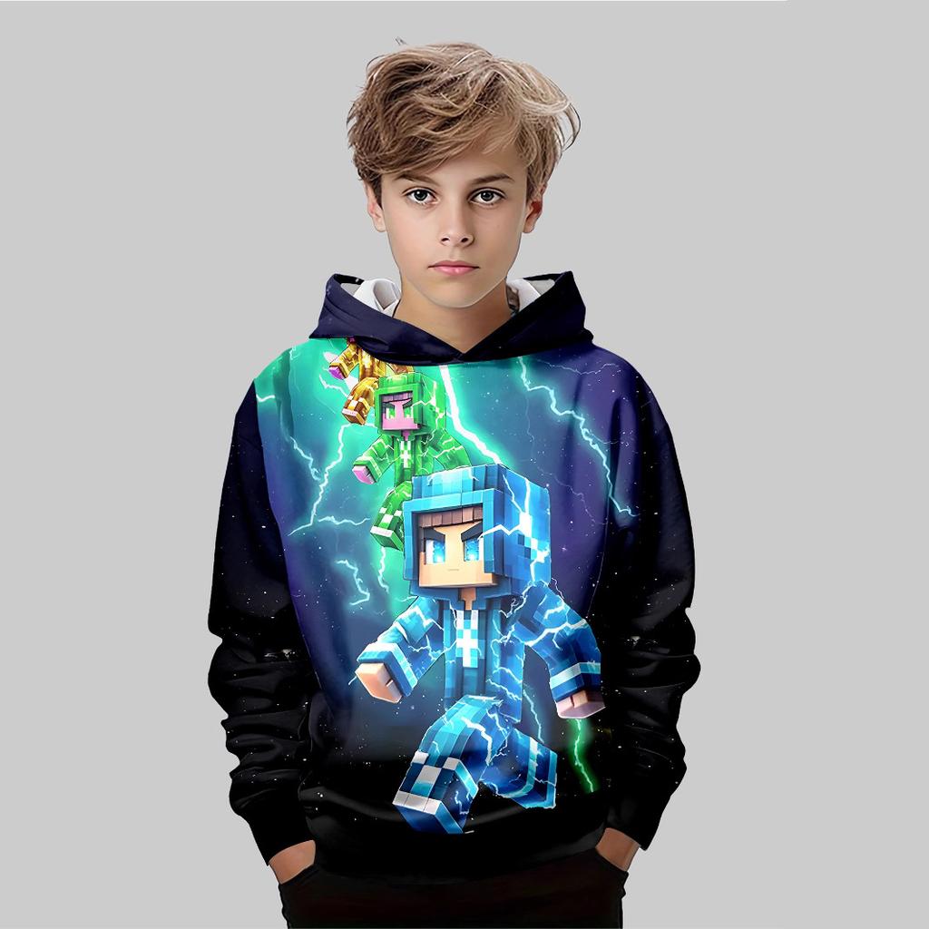 Fashion Printed Cartoon Sweatshirt Casual Simple Top Loose Hoodies Sweatshirts Boys