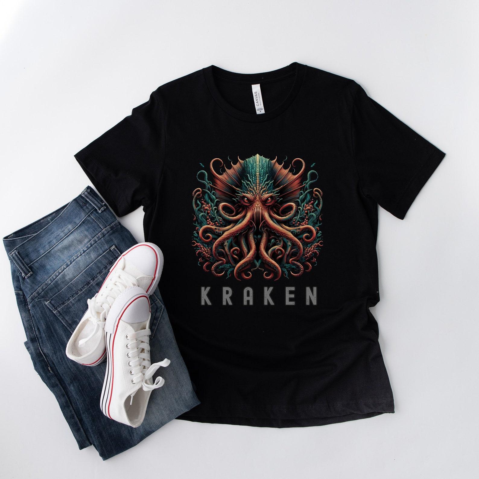 Kraken Graphic T-Shirt: Cryptid Sea Creature Tee 2XL