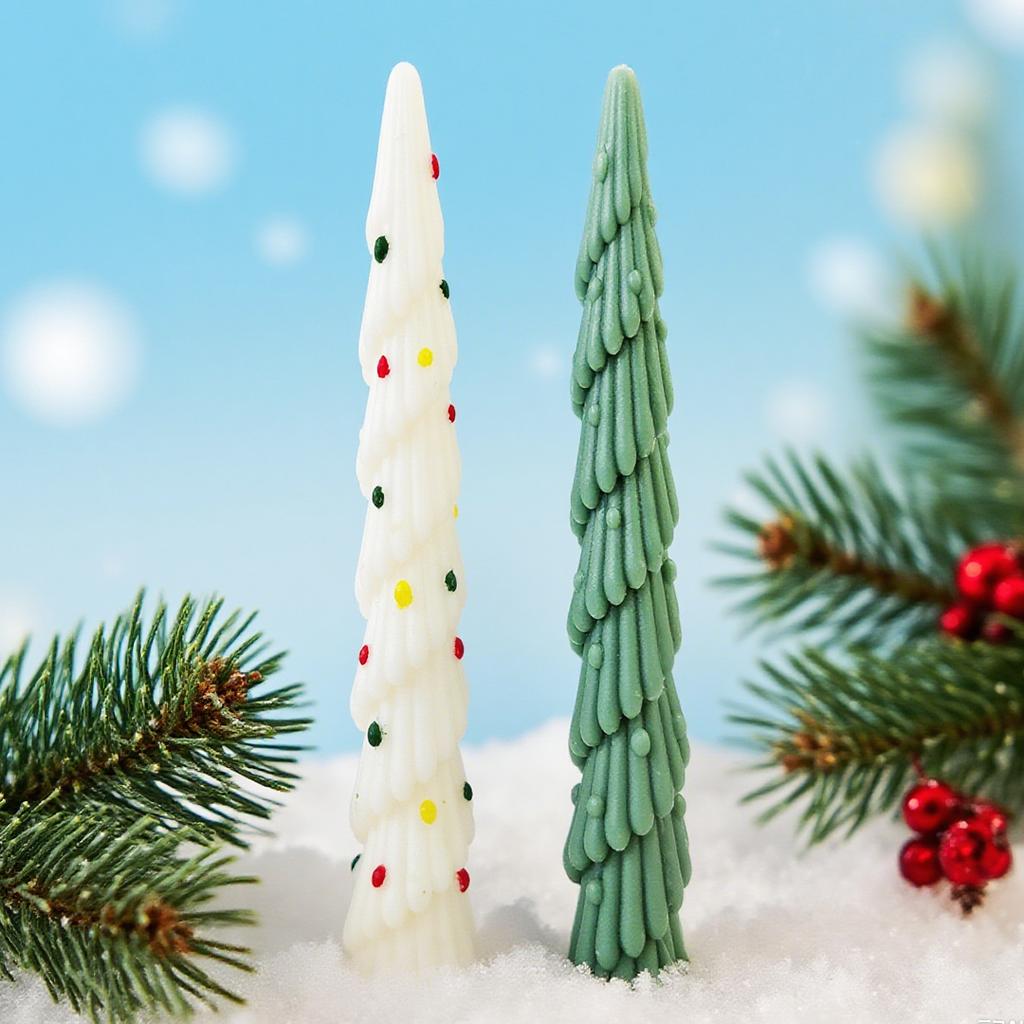 Gör-det-själv Lång Stång Julgran Silikon Ljusform Handgjort Aromljus Lång Stång Reliefform Julljustillverkningsmaterial