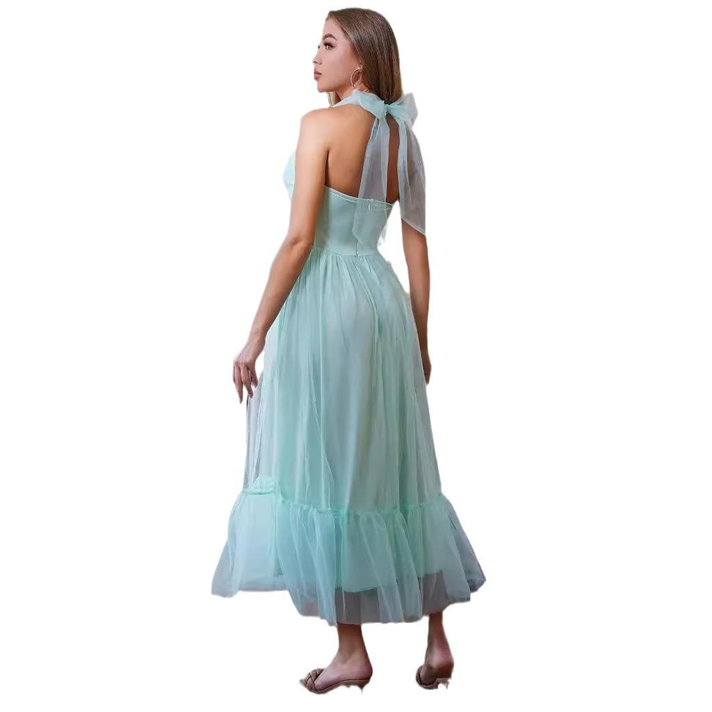 Women's Clothing, Wedding Dress Bridesmaid Dress Lace Up Sexy Mesh Dress Princess Dress Performance Medium Dress