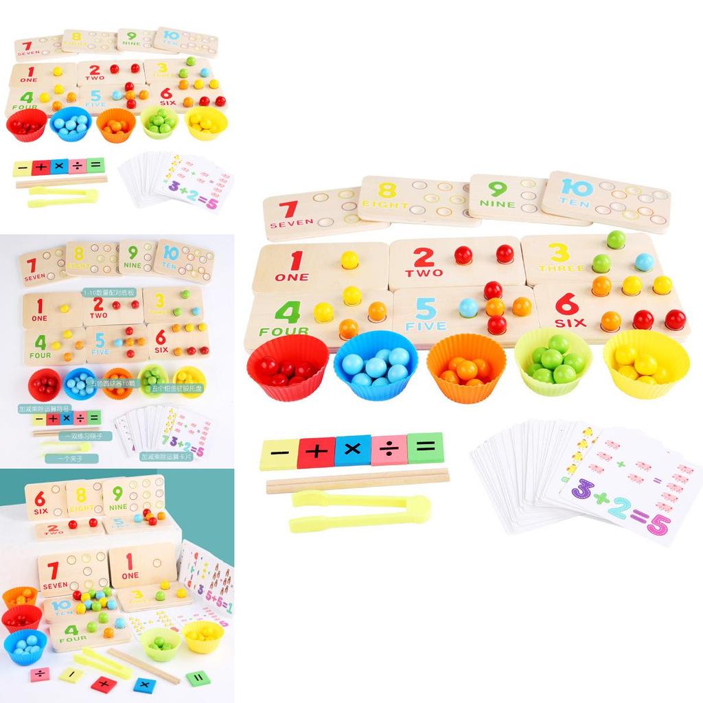 Holz Multifunktionales Arithmetik-Klammer-Perlen Lernbrett Kinder Puzzle Spielzeug Set Für Frühes Lernen