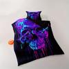 Gothic Neon Skull Duvet Cover Set - 3D Digital Print Breathable Polyester Bedding Set with Zipper Closure - All-Season Comforter