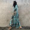 European & American Tie-dye Rayon Beach Dress: Loose, Long Seaside Vacation Robe & Bikini Cover-up with Sunscreen Shirt for Women