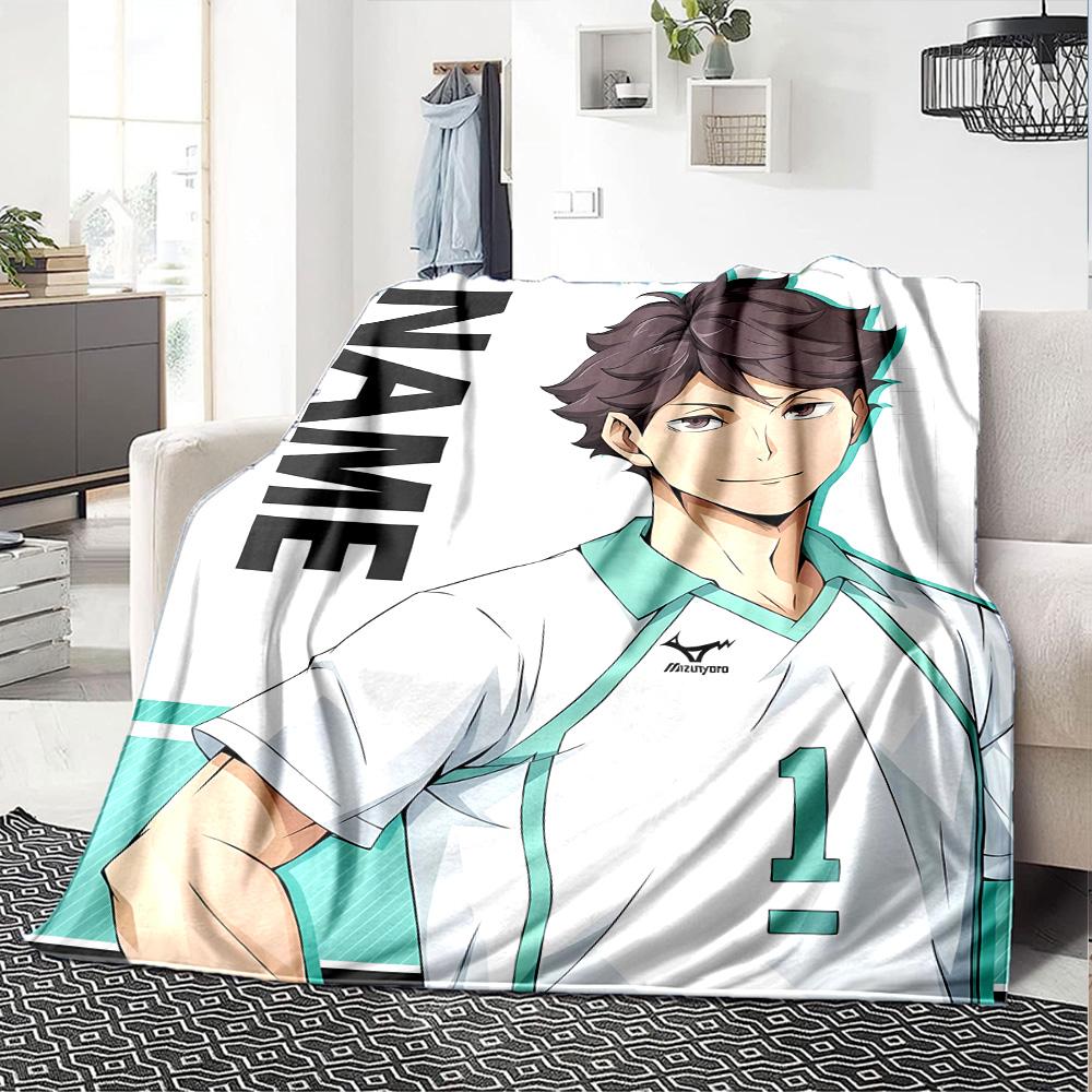 Customizable Oikawa Tooru1 Throw Blanket – Personalized Name, All-Season Cozy Snug Blanket, Machine Washable, Personalized Blanket