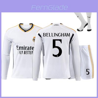 Camiseta de Fútbol de Manga Larga del Real Madrid 2324 para Niños Adecuada para Todas las Estaciones Unisex Varias Tallas