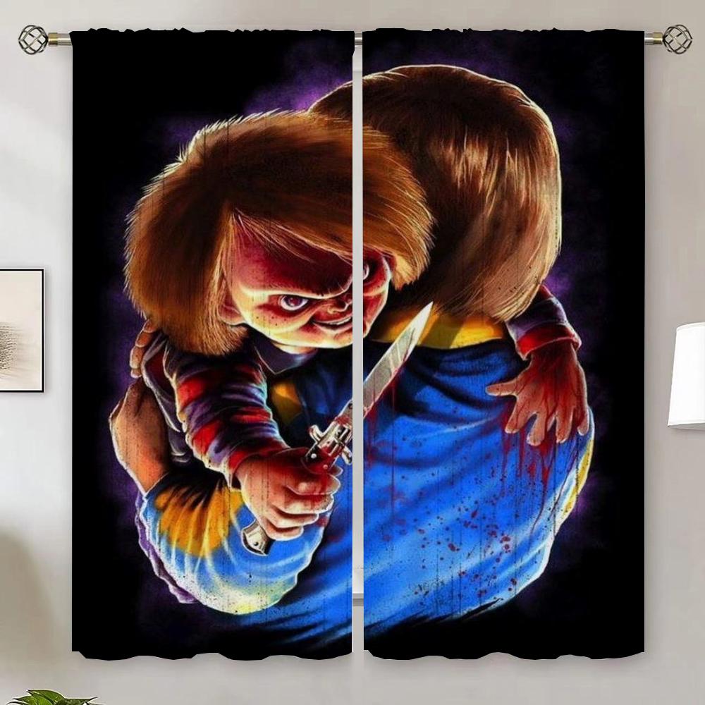 

Фильм ужасов Чаки Гостиная Шторы для Кухни Кухонные Шторы для Дверей Готовые Шторы Дешевый Тюль на Кухне Рождество W132xH241cmx2pcs-CL