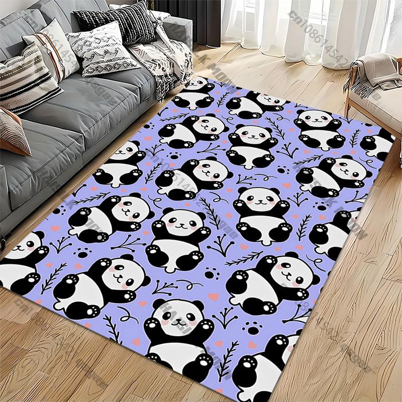 Cute Playful Panda Pattern Carpet Yoga Living Room Room Decor Children's Crawling Mat Doormat Area Rug Games Mat