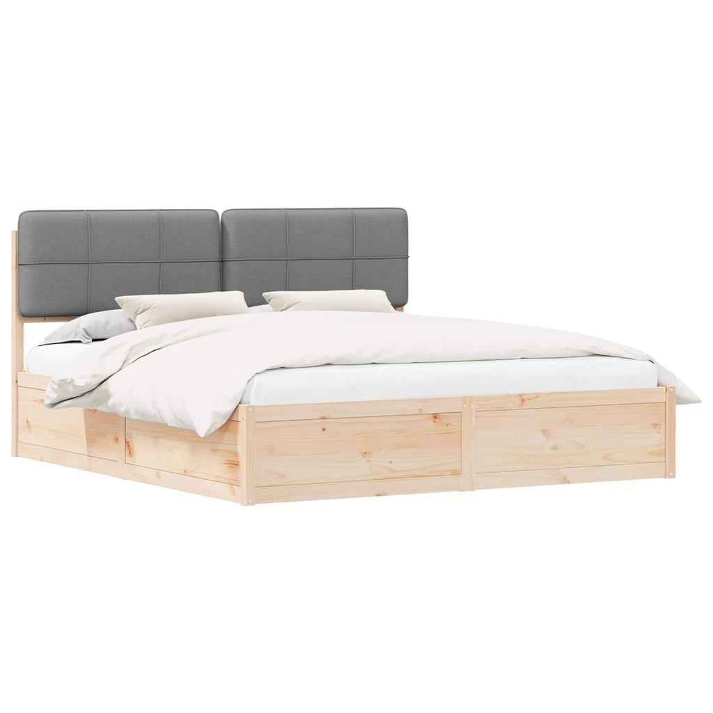 Bed Frame with Upholstered Headboard Light Grey 180 x 200 cm