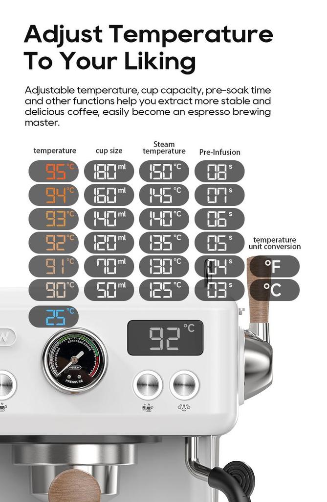 HiBREW H10 Plus Espresso Coffee Machine, 20Bar Semi-Automatic Coffee Maker, Fast Heating, Temperature Control, Steam Frother for Cappuccino Latte