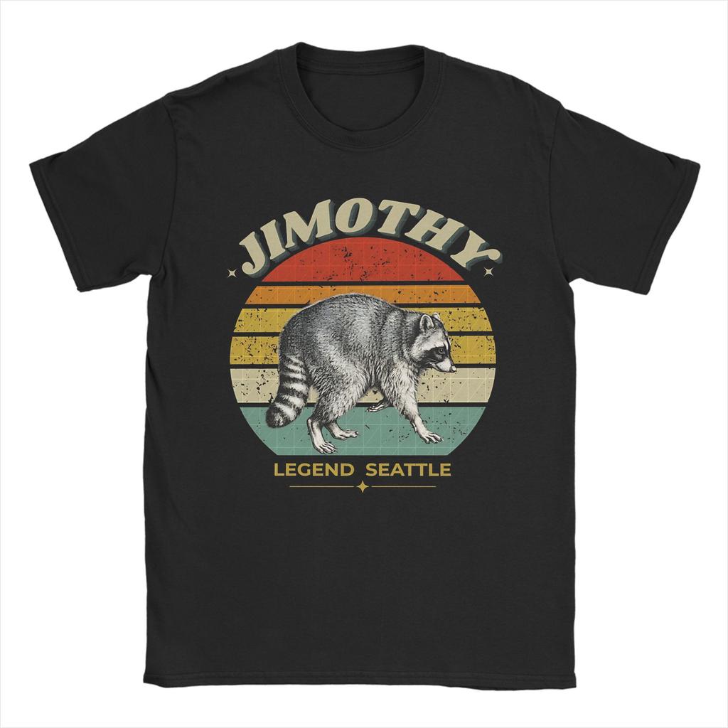 Jimothy Raccoon Seattle Viral Raccoon T Shirt Unisexs 100 Cotton Humorous Tshirt Round Collar Tees Short Sleeve Clothing Summer