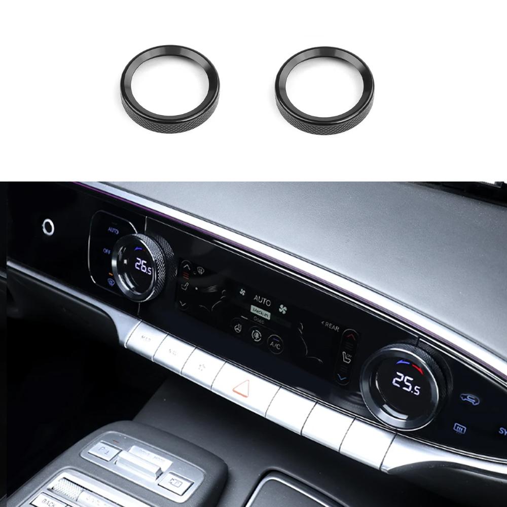 

For Genesis GV70 2026-2026 2PCS Black Red Blue Aluminum Alloy AC Knob Cover Ring Air Conditioner Trim Interior Accessories