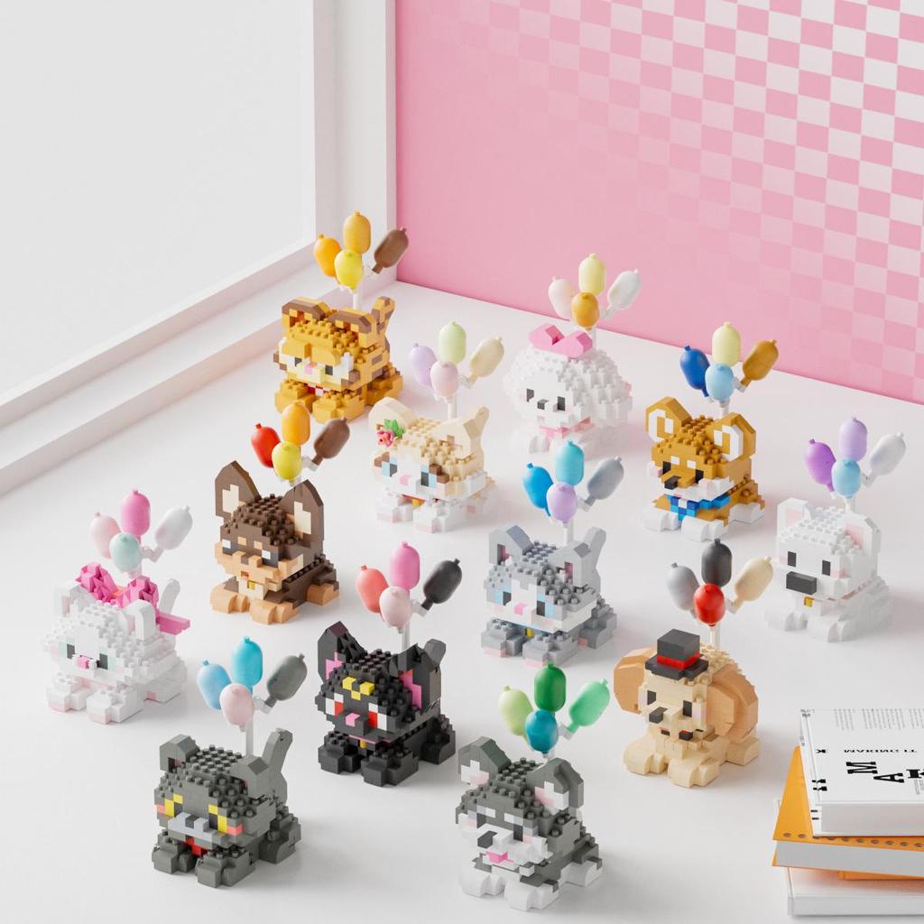 Compatible LEGO Animal Building Blocks: Husky & Orange Cat Set - Educational Toy Gift for Boys & Girls