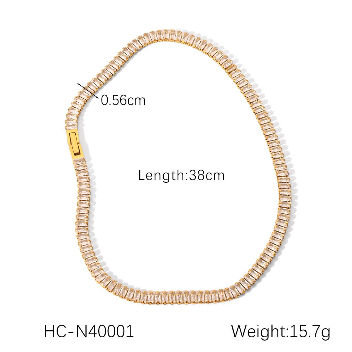 

Ветер Нержавеющая сталь Инкрустация Квадратный Циркон Ожерелье Браслет Легкая Роскошь Высокий Класс Цепочка на Ключицу Ювелирные Изделия