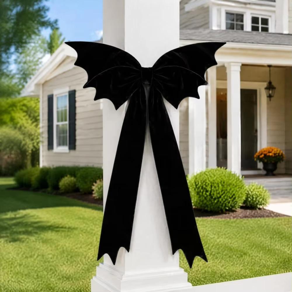 Double Layer Halloween Giant Bat Bow Velvet Christmas Tree Topper Bow Bar
