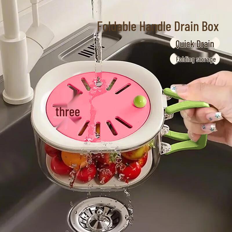 

Multi-functional Kitchen Drain Basket with Foldable Handle
