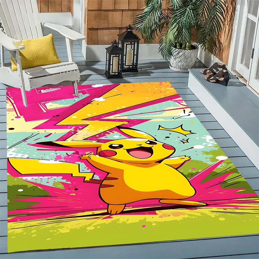 Pokémon Pikachu Print Non-Slip Home Decor Rug, Cute Cartoon Welcome Mat, Perfect Gift for Family and Friends.