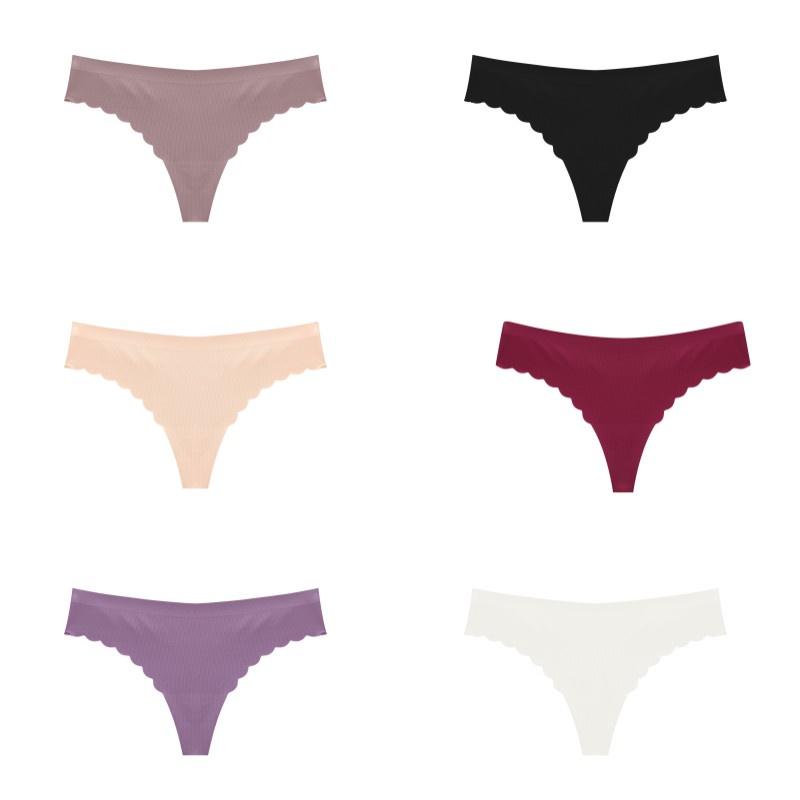 Allofme Nahtlose Damen-Höschen, sexy Spitzenunterwäsche, spurlose Slips mit gewelltem Rand, atmungsaktive und weiche Dessous