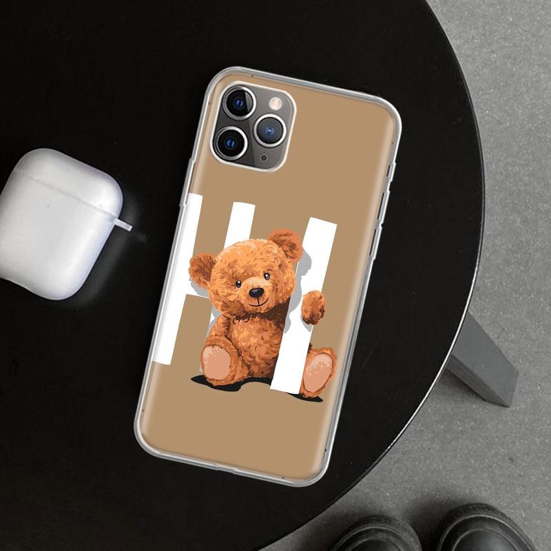 Naughty Cute Bear Funny Mascot Phone Case Cover for iPhone 11 12 13 Mini 14 15 Plus 16 Pro Max 17 Air 7 8 + SE Art Customized Fu