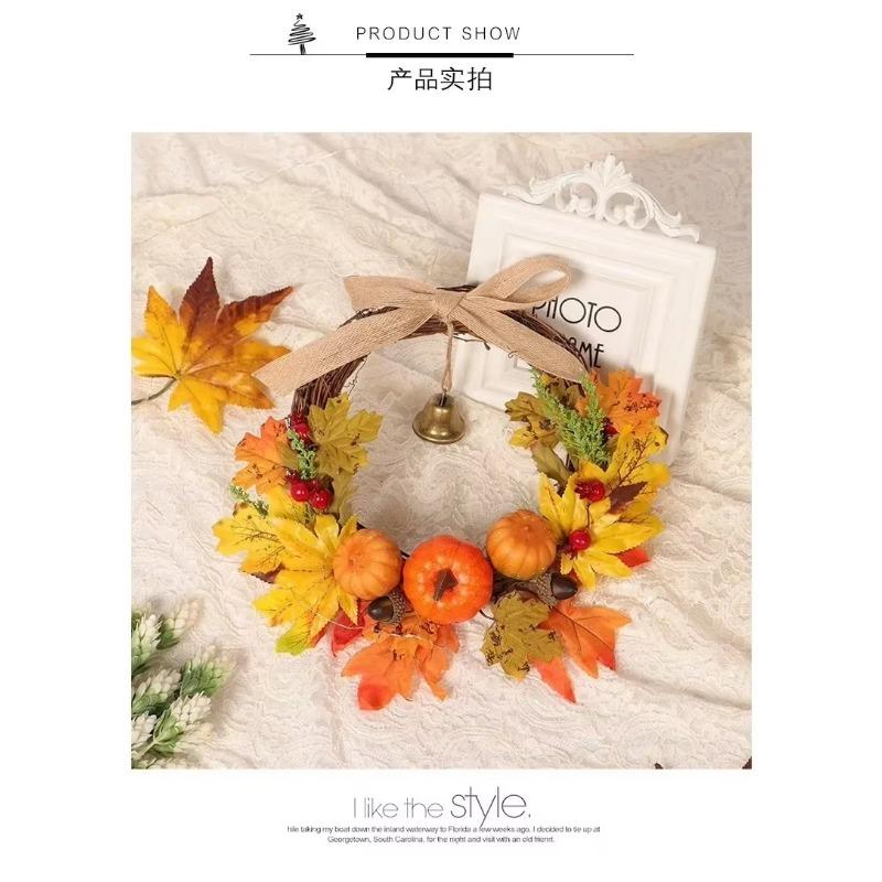Creative Thanksgiving Halloween Door Hanging Pumpkin Maple Leaf Bell Garland Household Decoration Home Decor Crafts Supplies
