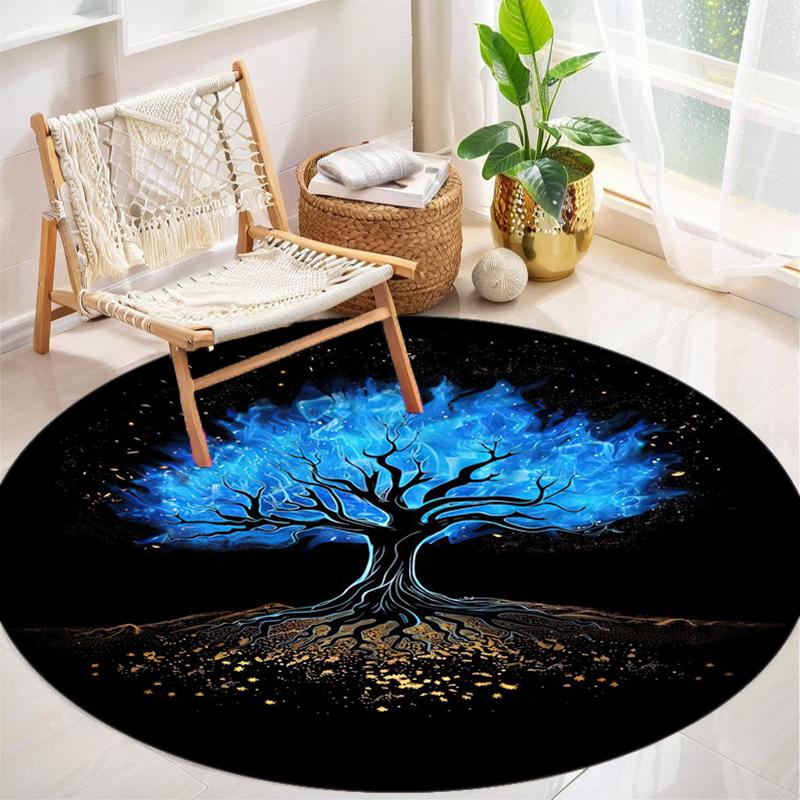 1Pc Tree of Life Circular Print Rug - home decoration Carpet For Living Room Bedroom Flooring Computer Chair Area Rug