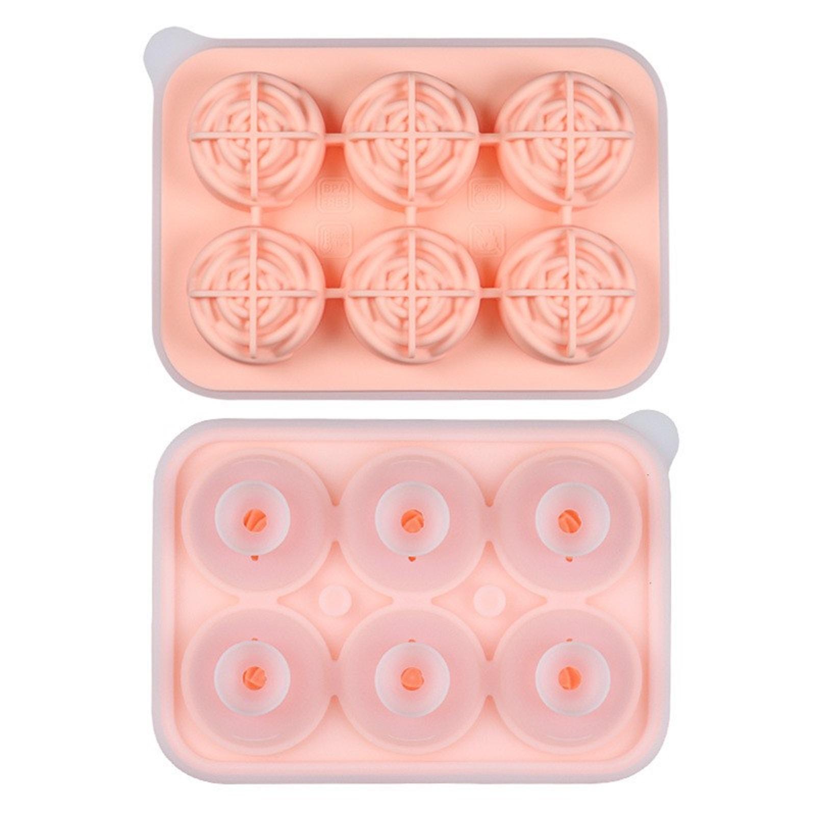 

6-Cavity Rose Silicone Ice Cube Mold Easy Demolding Food-Grade For Drinks Desserts Kitchen Tool Stylish Decor Mold рожевий