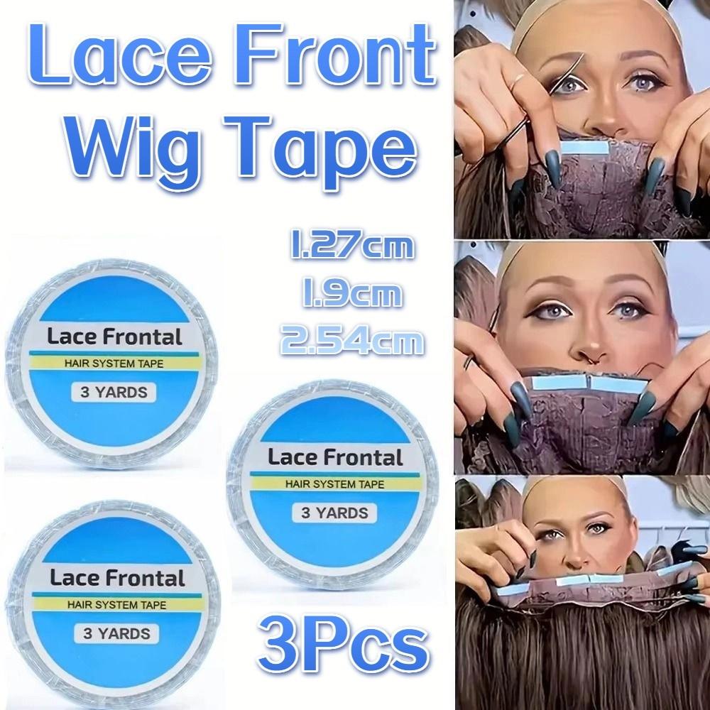 3Pcs Transparent Hair System Tape 3yards Double Sided Wig Tape Hair Extension Tapes  Lace Closure