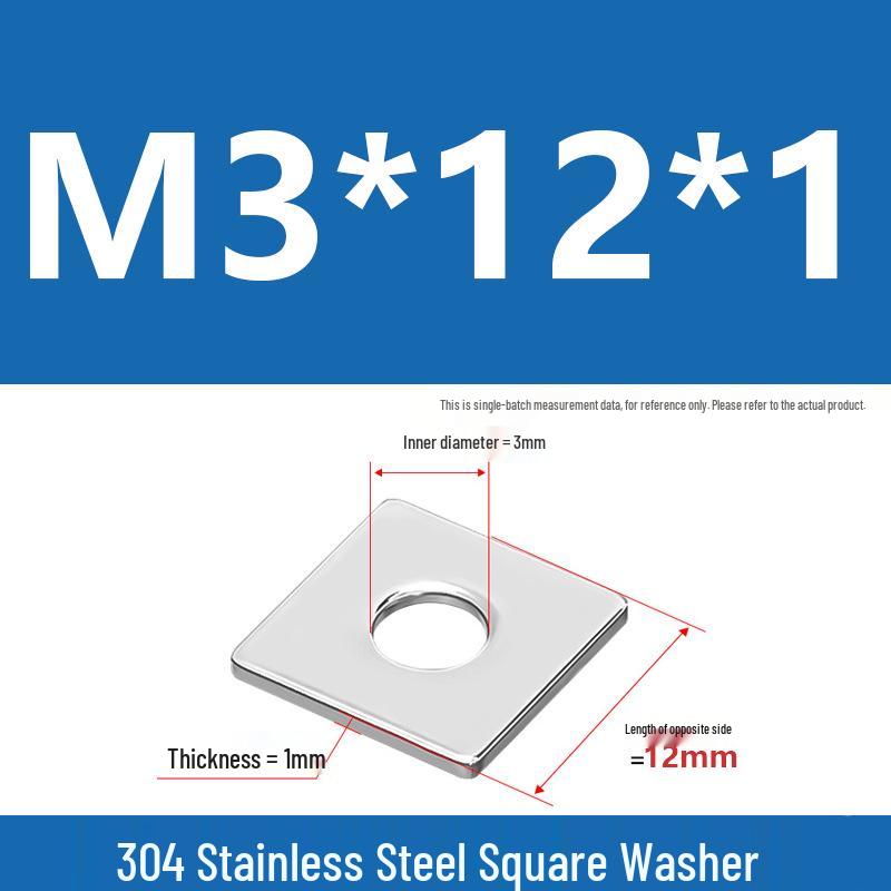 304 Stainless Steel Thickened Square Washer for Curtain Wall (M4-M16)