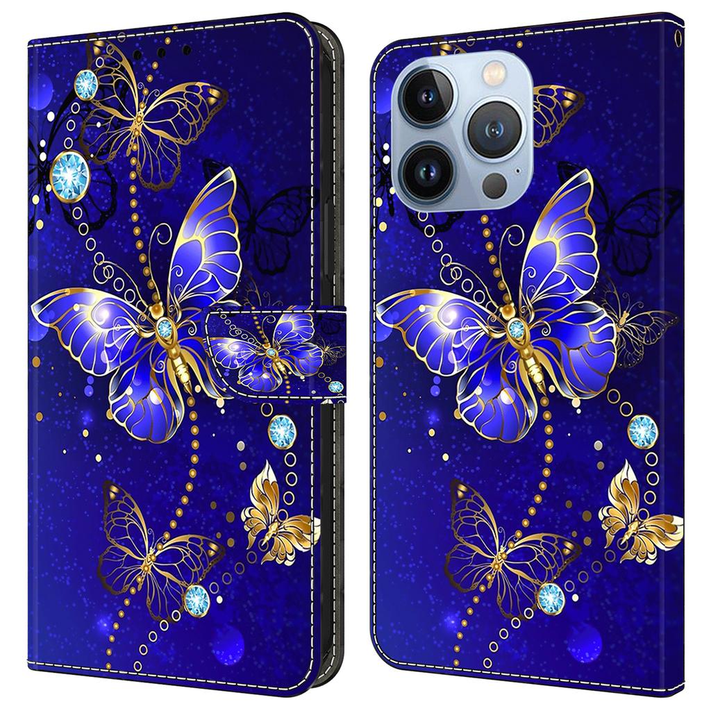 For iPhone 16 Pro Case 3D Pattern PU Leather Wallet Phone Cover with Stand