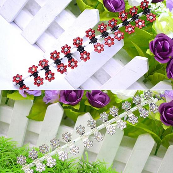 12 Pcs Bride Crystal Flower Mini Hair Claw Clamp Hair Clip Pin Hair Accessory