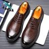 Leather shoes men's shoes autumn business dress British style hand-scratched men's casual groom wedding shoes
