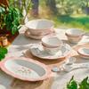 Cute Pink Strawberry Hand-painted Underglaze Ceramic Tableware Household Soup Bowl and Dish Set Dinner Plates