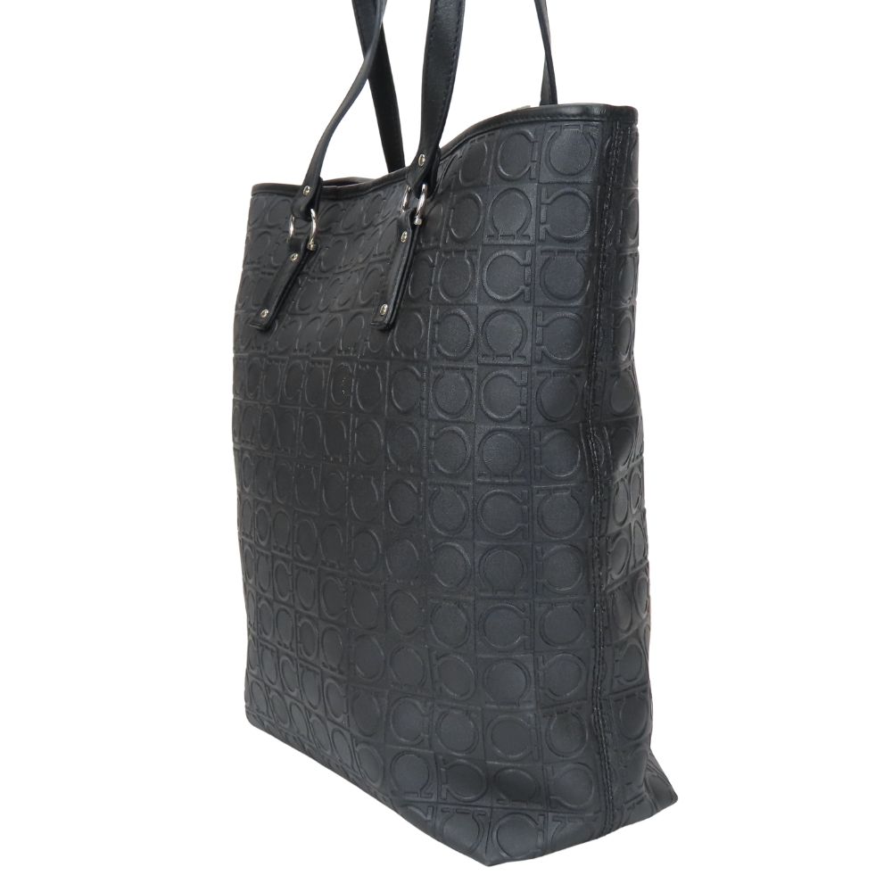 Used Salvatore Ferragamo Tote Bag Gancini AU-21/4909 PVC/leather black Embossing