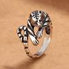 Anillo de Tigre de Plata de Ley 925 Flores Ajustable Simplicidad Moda Exquisito para Joyería de Mujer Regalos de Boda Venta al por Mayor