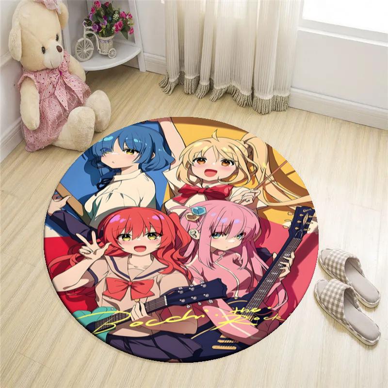 Customizable BOCCHI THE ROCK Round Non-Slip Carpet - Ideal for Garden, Picnic, Office, Perfect for Decoration, Suitable For All Seasons