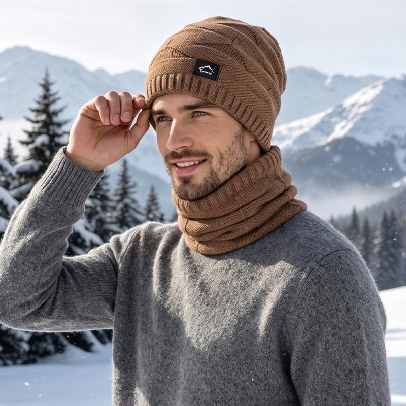 Winter Knit Beanie and Neck Warmer Set for Men Women Warm Slouchy Hat Scarf Outdoor Cap