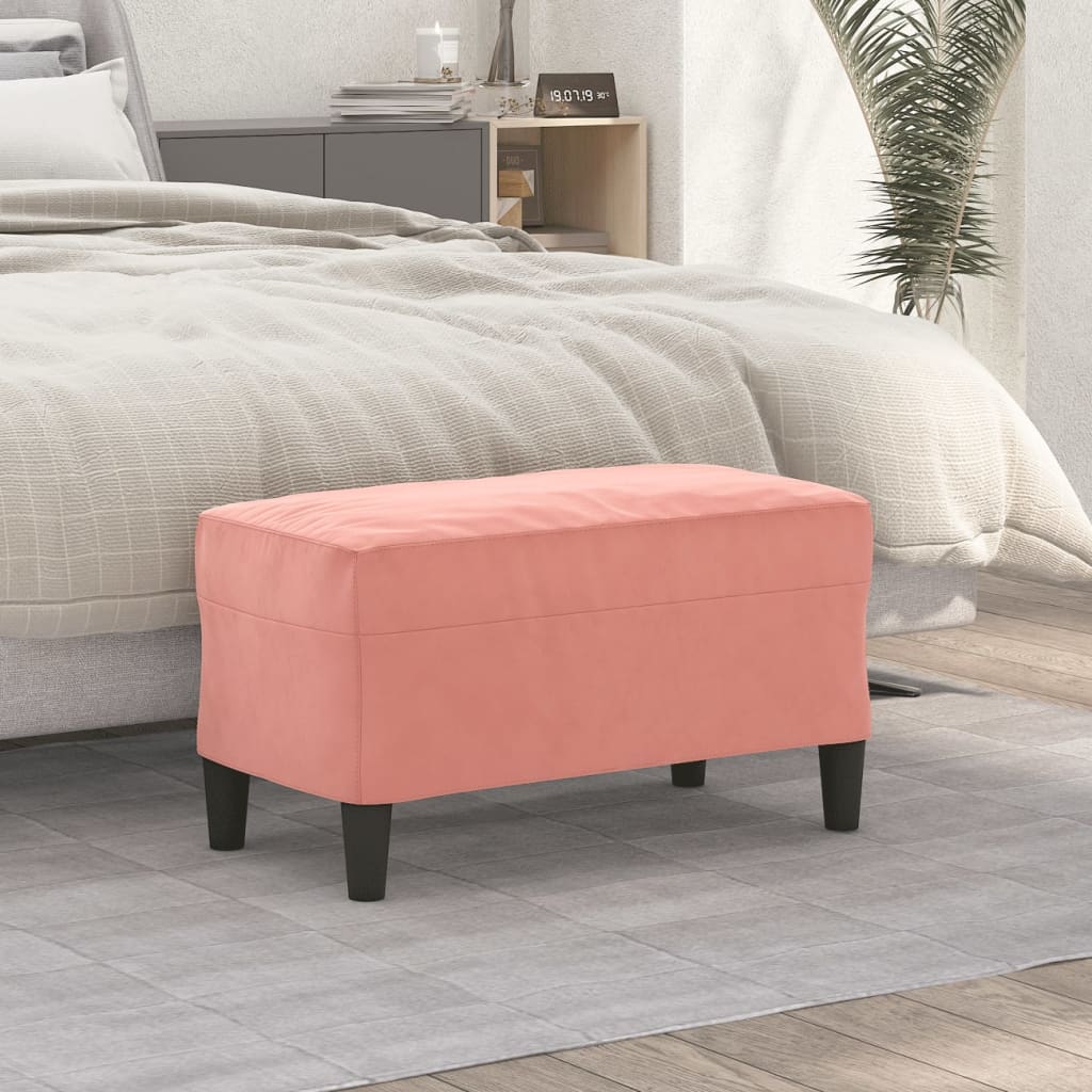 Pink Velvet Bench 70 X 35 X 41 Cm