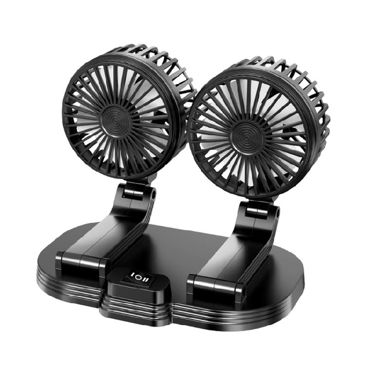 Dual Head 360° Rotation Cooling Fan USB Powered Fan 2 Wind Speed Adjustable
