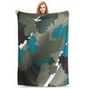 Flannel Throw Blanket Green Camouflage Army Camo Warm Plush Blankets Soft Bedding for Bed Living room Home Travel Couch